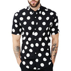 Men's Polka Dot Short Sleeve Shirt | Casual Summer Wear | Skin Friendly Breathable Fabric | Lapel Collar | Comfortable Fit | Sizes S-XXXL | Easy Care Machine Washable
