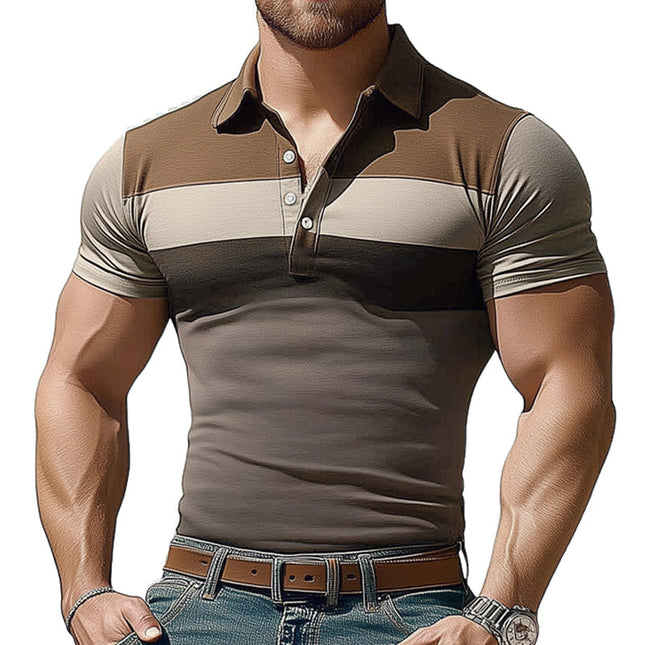 Men's Summer Polo Neck T-Shirt | Colorblock Design | Comfortable Stretch Fabric | Short Sleeves | Breathable Cotton Spandex | Trendy Casual Style | Available in Multiple Sizes | Machine Washable