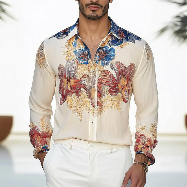 Men's Summer Shirt | Brightly Printed | Skin-Friendly Fabric | Casual Short Sleeve | Classic Slapel Collar | Vibrant Colors | Lightweight & Breathable | Beach & BBQ Ready | Available in Sizes S-3XL