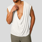 Men's V Neck Cotton Tank Top | Casual Draped Pleated Design | Loose Fit | Soft Breathable Fabric | Ideal for Summer Layering | Versatile Styling | Multiple Sizes Available