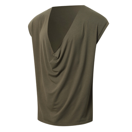 Men's V Neck Cotton Tank Top | Casual Draped Pleated Design | Loose Fit | Soft Breathable Fabric | Ideal for Summer Layering | Versatile Styling | Multiple Sizes Available