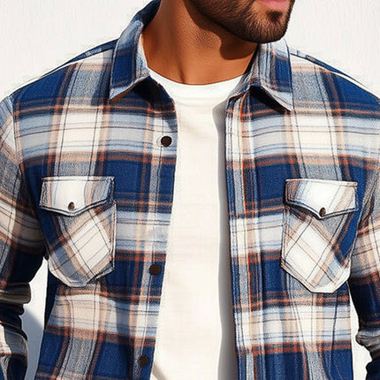 Men's Plaid Long Sleeve Shirt | Casual Spring & Autumn Wear | Classic Pattern | Cotton Blend | Versatile Styling | Lapel Collar | Adjustable Cuffs | Sizes S-3XL | Men's Dress Shirt