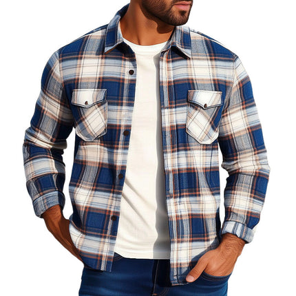 Men's Plaid Long Sleeve Shirt | Casual Spring & Autumn Wear | Classic Pattern | Cotton Blend | Versatile Styling | Lapel Collar | Adjustable Cuffs | Sizes S-3XL | Men's Dress Shirt