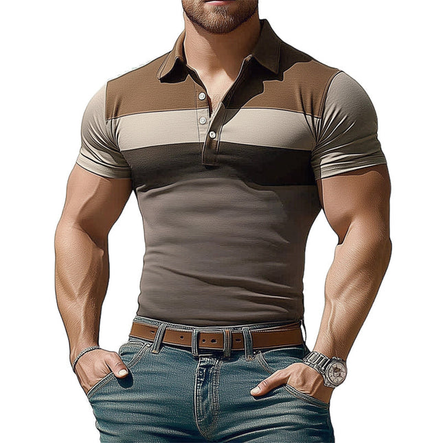 Men's Summer Polo Neck T-Shirt | Colorblock Design | Comfortable Stretch Fabric | Short Sleeves | Breathable Cotton Spandex | Trendy Casual Style | Available in Multiple Sizes | Machine Washable