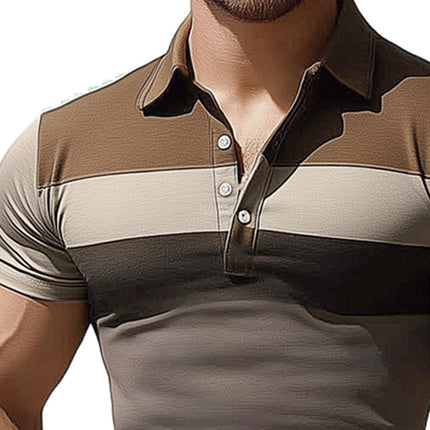 Men's Summer Polo Neck T-Shirt | Colorblock Design | Comfortable Stretch Fabric | Short Sleeves | Breathable Cotton Spandex | Trendy Casual Style | Available in Multiple Sizes | Machine Washable