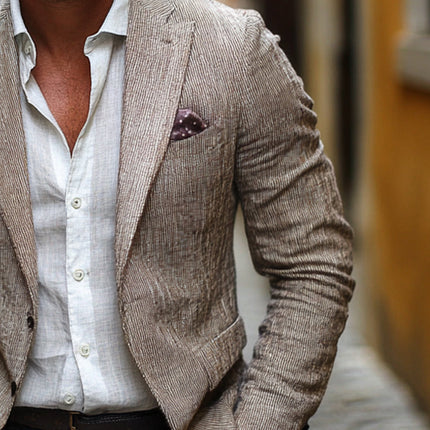 Men's Breathable Cotton Linen Blazer | Casual Elegant Style | Lightweight Outerwear for Modern Men | Premium Material Blend | Comfortable Fit | Stylish Design | Versatile Color Options | Neat Stitching