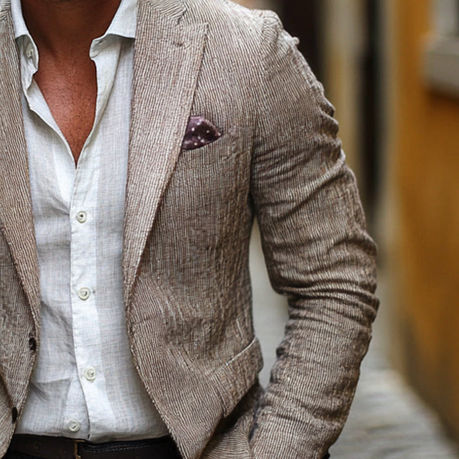 Men's Breathable Cotton Linen Blazer | Casual Elegant Style | Lightweight Outerwear for Modern Men | Premium Material Blend | Comfortable Fit | Stylish Design | Versatile Color Options | Neat Stitching