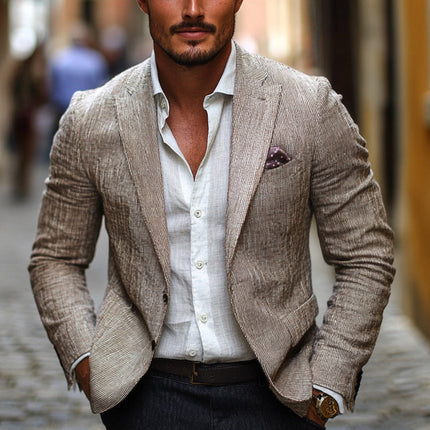 Men's Breathable Cotton Linen Blazer | Casual Elegant Style | Lightweight Outerwear for Modern Men | Premium Material Blend | Comfortable Fit | Stylish Design | Versatile Color Options | Neat Stitching