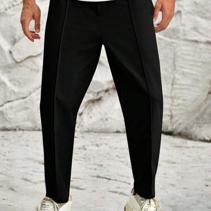 Solid Color Men's Casual Pants | Elastic Waist | Relaxed Fit | High-Quality Cotton Blend | Versatile Design | Multiple Pockets | Adjustable Drawstring | Comfortable Everyday Wear