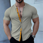 Men's Summer Short Sleeve Shirt | Slim Fit | Elastic Fabric | Lightweight & Breathable | Casual & Semi-Formal Wear | Comfortable & Stylish
