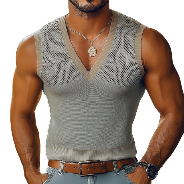 Men's Summer V-Neck Sleeveless Tank Top | Slim Fit | Lightweight & Breathable Fabric | Versatile Casual & Semi-Formal Wear | Perfect for Beach, Gym & Everyday Outfits | Stylish Summer Essential