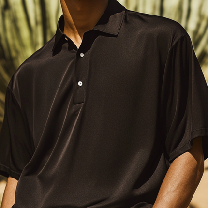 Men's Oversized Polo Shirt | Satin Lapel | Short Sleeve | Luxurious Satin Fabric | Breathable | Comfortable Fit | Casual & Smart-Casual Wear | Easy Care | Fashionable Design | Versatile Styling Options