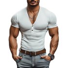 Men's V-neck Button Slim Fit T-Shirt | Cotton Blend | Short Sleeve | Casual Stylish Tee | Breathable Comfortable Fabric | Versatile Fashion Shirt
