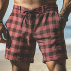 Men's Plaid Linen Sports Shorts | Spring Fashion | Comfortable Fit | Breathable Fabric | Casual Style | Durable & Versatile | Ideal for Leisure Activities | With Pockets | Lightweight Summer Wear