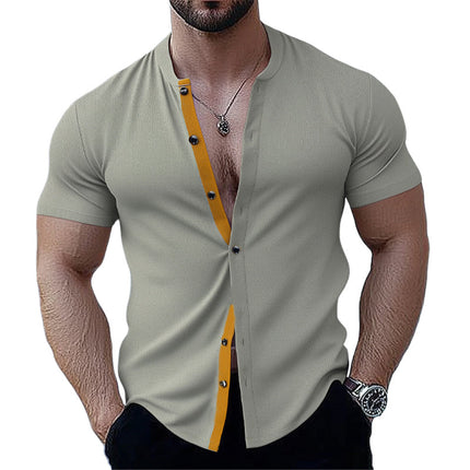 Men's Summer Short Sleeve Shirt | Slim Fit | Elastic Fabric | Lightweight & Breathable | Casual & Semi-Formal Wear | Comfortable & Stylish