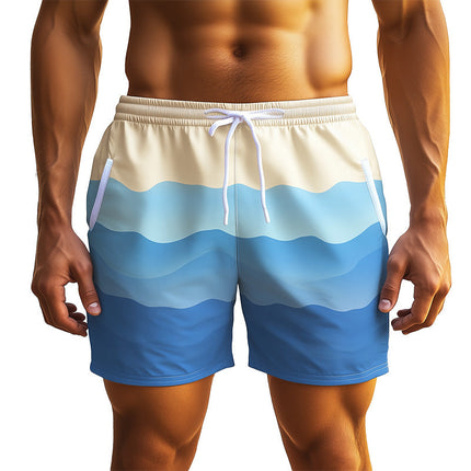 Men's Casual Sports Shorts | Wave Striped Design | Breathable Fabric | Adjustable Waistband | Deep Pockets | Durable | Trendy Activewear | Versatile Styling Options | Ideal for Casual Outings & Sports Activities