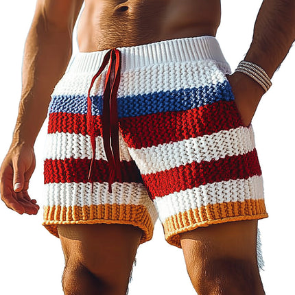 Men's Spring Fashion Shorts | Striped Woven Sports Casual | Versatile & Comfortable | High-Quality Fabric | Relaxed Fit | Stylish Horizontal Stripes | Practical Side Pockets | Durable Stitching | Ideal for Casual & Sports Activities