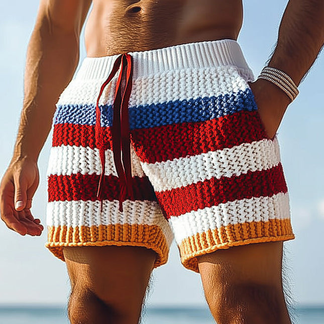 Men's Spring Fashion Shorts | Striped Woven Sports Casual | Versatile & Comfortable | High-Quality Fabric | Relaxed Fit | Stylish Horizontal Stripes | Practical Side Pockets | Durable Stitching | Ideal for Casual & Sports Activities