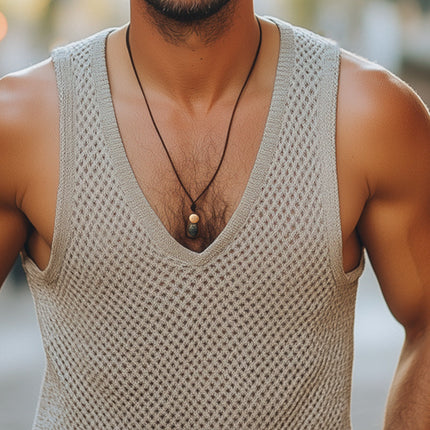 Men's Summer V-neck Mesh Knit Casual Tank Top | Breathable Lightweight Sleeveless Shirt | Versatile Fashion for Warm Weather