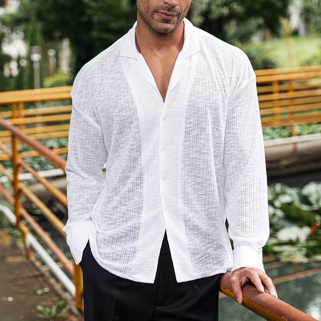 Men's Long Sleeve Striped Shirt | Breathable Fabric | Elegant Stripe Design | Durable Construction | Versatile Wardrobe Essential | Casual or Formal Wear