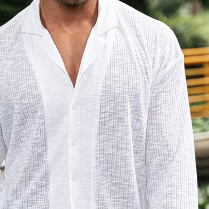 Men's Long Sleeve Striped Shirt | Breathable Fabric | Elegant Stripe Design | Durable Construction | Versatile Wardrobe Essential | Casual or Formal Wear