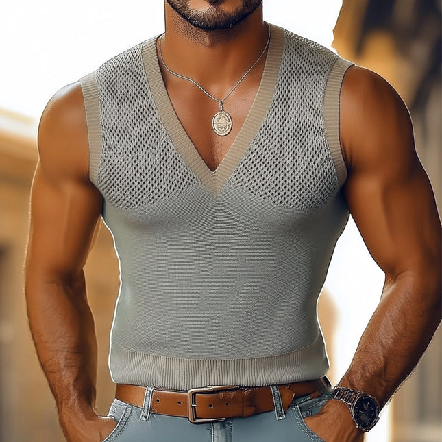 Men's Summer V-Neck Sleeveless Tank Top | Slim Fit | Lightweight & Breathable Fabric | Versatile Casual & Semi-Formal Wear | Perfect for Beach, Gym & Everyday Outfits | Stylish Summer Essential