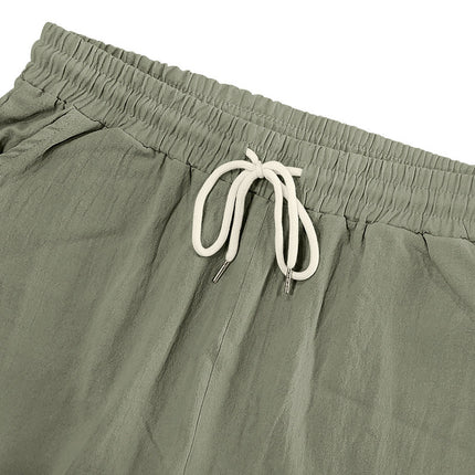 Men's Casual Solid Color Elastic Waist Work Shorts | Breathable Durable Fabric | Multiple Pockets | Versatile Comfort | Adjustable Fit | Ideal for Outdoor Activities | Relaxed Stylish Shorts