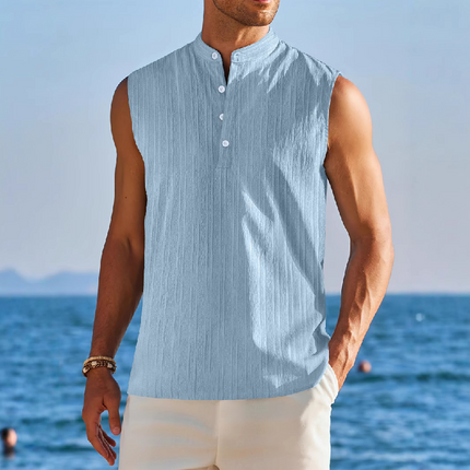 Men's Sleeveless Tank Top | Stand Collar | Solid Color | Urban Style | Versatile Layering | Comfort Fit | High-Quality Fabric