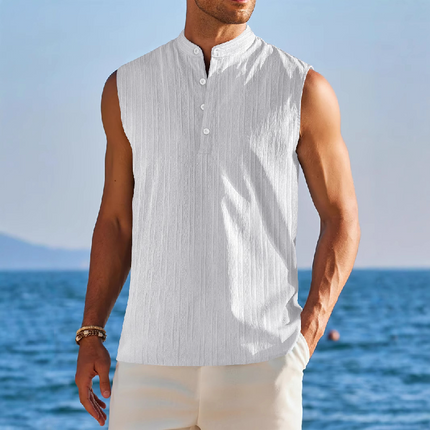 Men's Sleeveless Tank Top | Stand Collar | Solid Color | Urban Style | Versatile Layering | Comfort Fit | High-Quality Fabric
