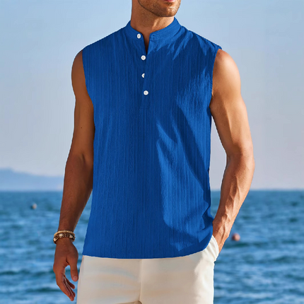 Men's Sleeveless Tank Top | Stand Collar | Solid Color | Urban Style | Versatile Layering | Comfort Fit | High-Quality Fabric
