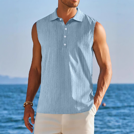 Men's Lapel Collar Solid Color Pullover Tank Top | Versatile & Stylish | High-Quality Fabric | Multiple Colors | Comfortable Fit | Easy Care | Ideal for Casual & Refined Looks
