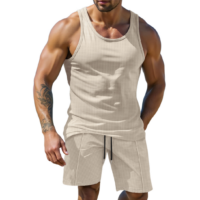 Men's Solid Color Tank Top Shorts Set | Casual Summer Outfit | Soft Breathable Fabric | Relaxed Fit | Versatile Indoor Outdoor Wear | High-Quality Durability | Perfect for Lounging & Light Workouts