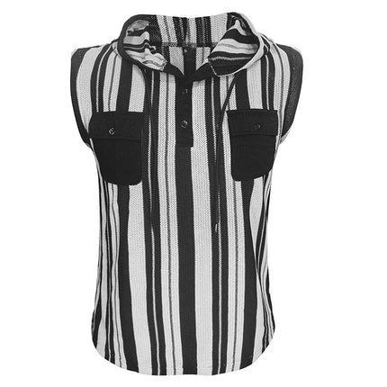 Men's Sleeveless Hooded Tank Top | Casual Striped Design | Breathable Fabric | Athletic & Stylish | Versatile Wear | Comfortable & Trendy | Perfect for Workouts & Relaxed Outings | Striped Pattern | Hooded Style