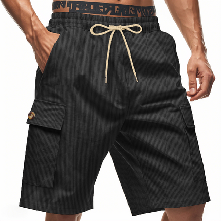Men's Striped Texture Casual Shorts | Elastic Waistband with Drawstring | Breathable Fabric | Multiple Colors | Pockets | Modern Cut | Summer Wardrobe Essential | Comfortable Fit