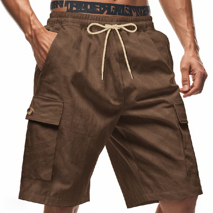 Men's Striped Texture Casual Shorts | Elastic Waistband with Drawstring | Breathable Fabric | Multiple Colors | Pockets | Modern Cut | Summer Wardrobe Essential | Comfortable Fit
