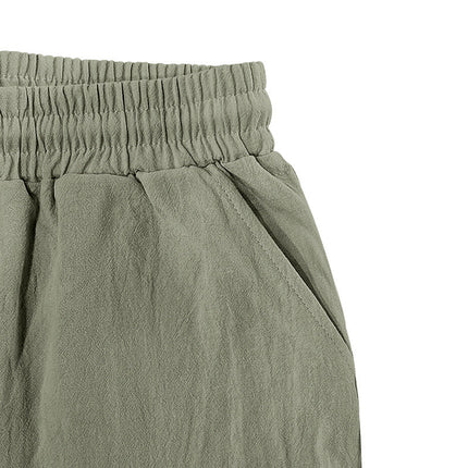 Men's Casual Solid Color Elastic Waist Work Shorts | Breathable Durable Fabric | Multiple Pockets | Versatile Comfort | Adjustable Fit | Ideal for Outdoor Activities | Relaxed Stylish Shorts