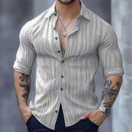 Men's Long Sleeve Shirt | Casual Comfort | Soft Breathable Material | Versatile Design | Durable Easy Care Fabric | Style with Trousers or Jeans