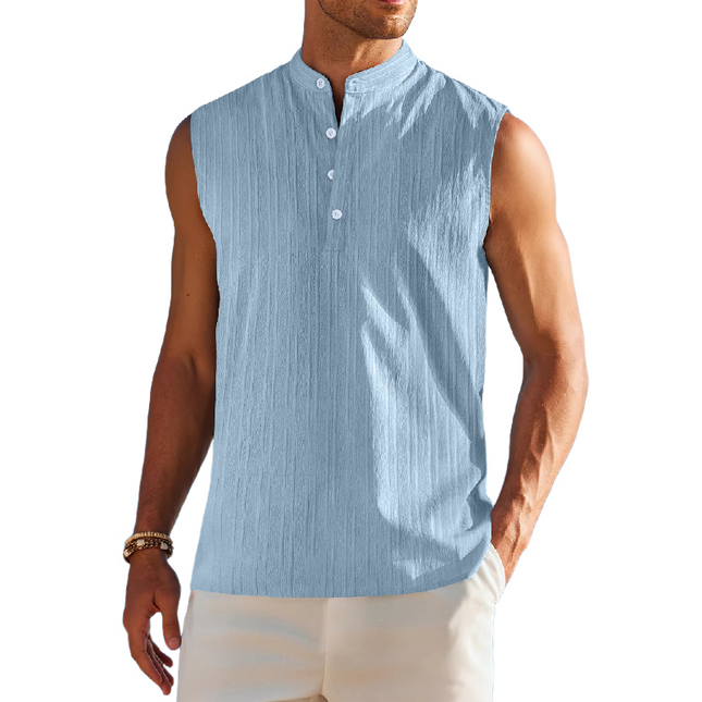 Men's Sleeveless Tank Top | Stand Collar | Solid Color | Urban Style | Versatile Layering | Comfort Fit | High-Quality Fabric