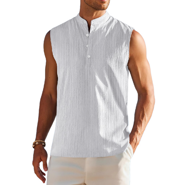Men's Sleeveless Tank Top | Stand Collar | Solid Color | Urban Style | Versatile Layering | Comfort Fit | High-Quality Fabric