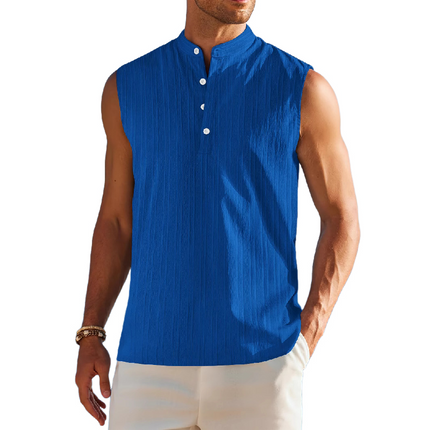 Men's Sleeveless Tank Top | Stand Collar | Solid Color | Urban Style | Versatile Layering | Comfort Fit | High-Quality Fabric