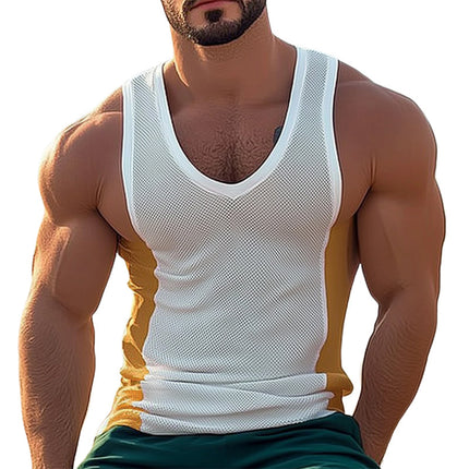 Men's Mesh Tank Top | Deep V Neck | Summer Fashion | Breathable Mesh Fabric | Stylish Slim Fit | Cool & Comfortable | Trendy Casual Wear | Perfect for Hot Days