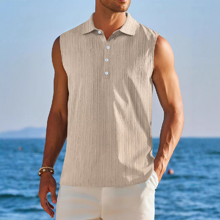 Men's Lapel Collar Solid Color Pullover Tank Top | Versatile & Stylish | High-Quality Fabric | Multiple Colors | Comfortable Fit | Easy Care | Ideal for Casual & Refined Looks