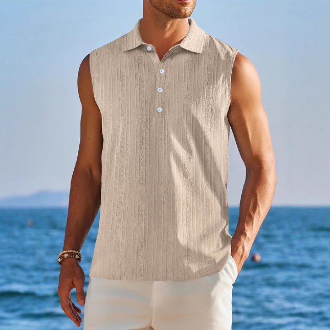 Men's Lapel Collar Solid Color Pullover Tank Top | Versatile & Stylish | High-Quality Fabric | Multiple Colors | Comfortable Fit | Easy Care | Ideal for Casual & Refined Looks