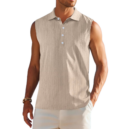Men's Lapel Collar Solid Color Pullover Tank Top | Versatile & Stylish | High-Quality Fabric | Multiple Colors | Comfortable Fit | Easy Care | Ideal for Casual & Refined Looks