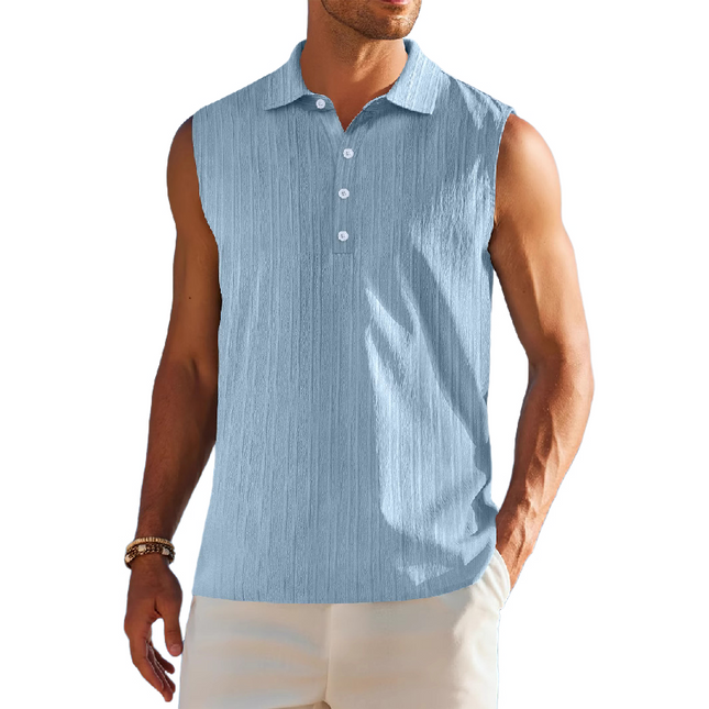 Men's Lapel Collar Solid Color Pullover Tank Top | Versatile & Stylish | High-Quality Fabric | Multiple Colors | Comfortable Fit | Easy Care | Ideal for Casual & Refined Looks