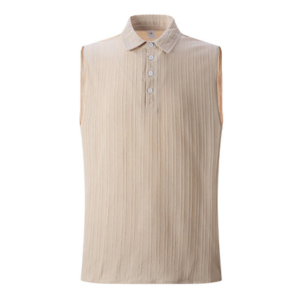 Men's Lapel Collar Solid Color Pullover Tank Top | Versatile & Stylish | High-Quality Fabric | Multiple Colors | Comfortable Fit | Easy Care | Ideal for Casual & Refined Looks