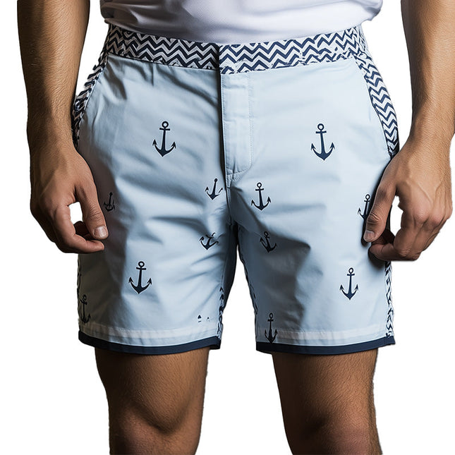 Men's Anchor Print Shorts | Spring Fashion Sports Casual | Breathable Fabric | High-Quality Comfort | Nautical Design | Practical Side Pockets | Versatile Style