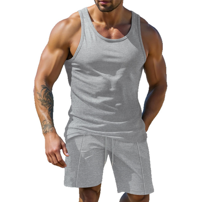 Men's Solid Color Tank Top Shorts Set | Casual Summer Outfit | Soft Breathable Fabric | Relaxed Fit | Versatile Indoor Outdoor Wear | High-Quality Durability | Perfect for Lounging & Light Workouts
