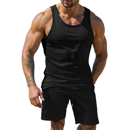 Men's Solid Color Tank Top Shorts Set | Casual Summer Outfit | Soft Breathable Fabric | Relaxed Fit | Versatile Indoor Outdoor Wear | High-Quality Durability | Perfect for Lounging & Light Workouts
