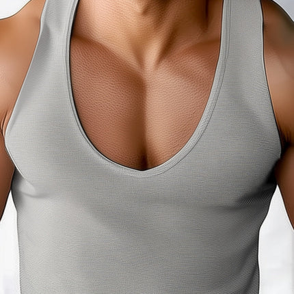Men's Deep V-Neck Tank Top | Summer Basic Solid Color | Sleeveless Lightweight Shirt | Breathable Fabric | Casual Versatile Style | Fashionable Warm Weather Apparel
